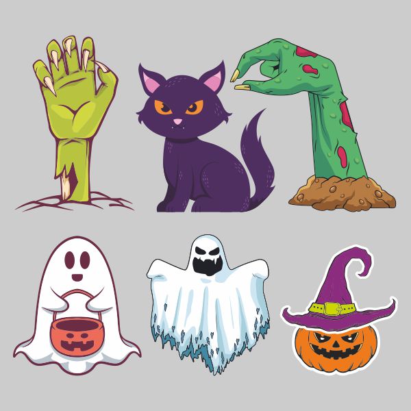 Halloween stickers poster design download now free