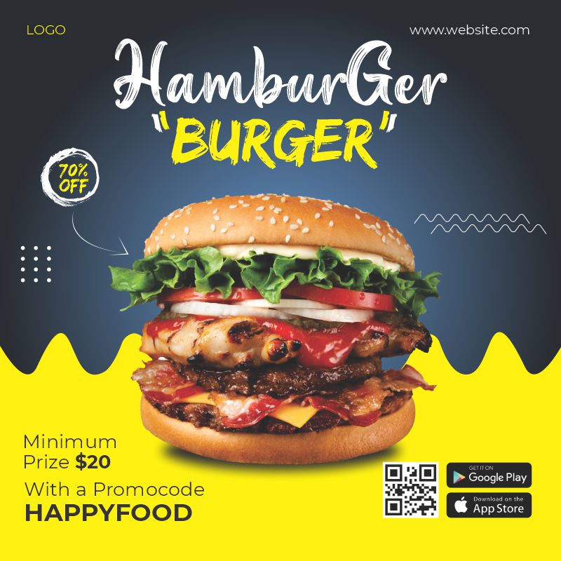Hamburger Burger Free Poster Template Download from Coreldrawdesign