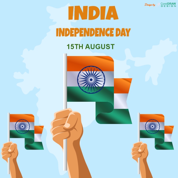 Hands Holding Indian Flags 15 August Independence Day Vector Design Download For Free