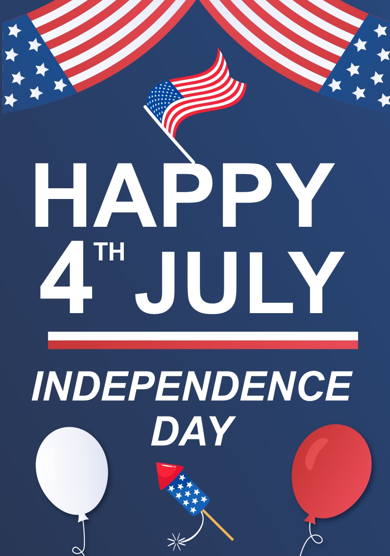 Happy 4 July United States Of America Independence Day Wishing Vector Design Download For Free