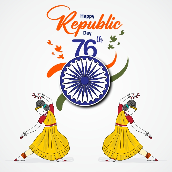 Happy 76th Indian Republic Day Maha Kumbh Mela Vector CDR Design Download For Free