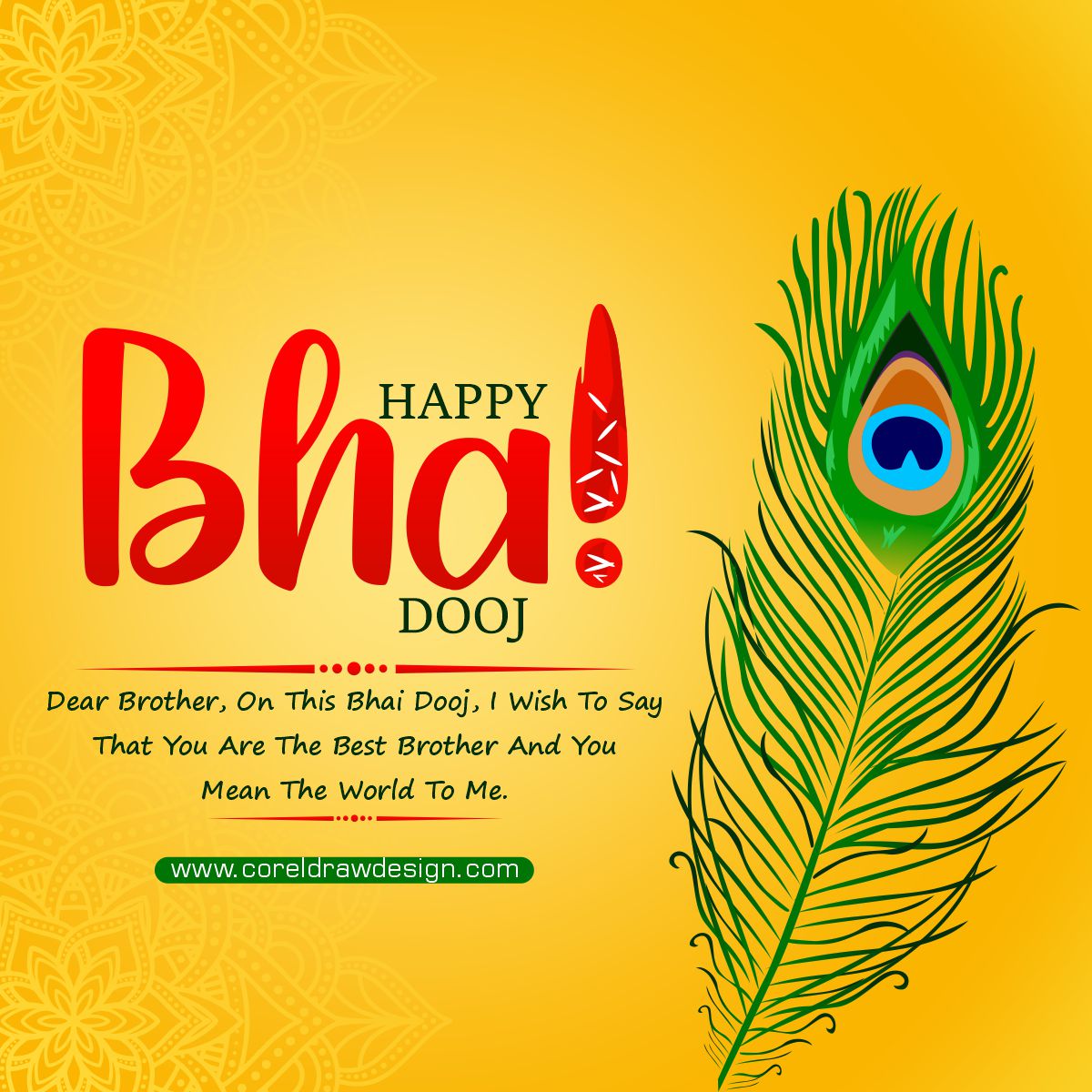 Download Happy Bhai Dooj Yellow Decorative Free Vector | CorelDraw ...