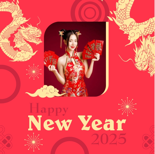 Happy Chiness New Year 2025 PhotoFrame CDR Template Banner Download For Free