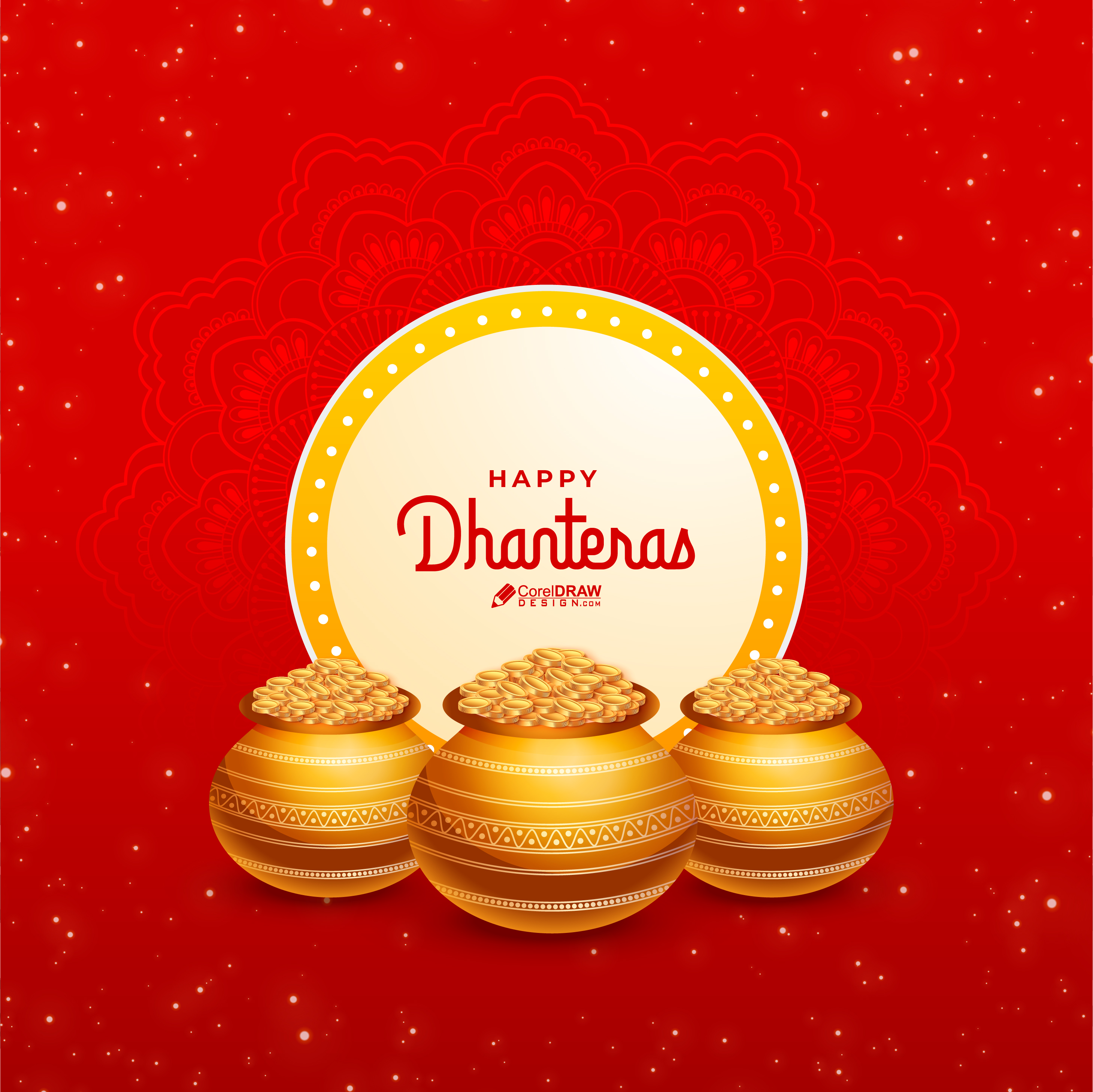 Happy Dhanteras Luxury Royal Red Banner Background