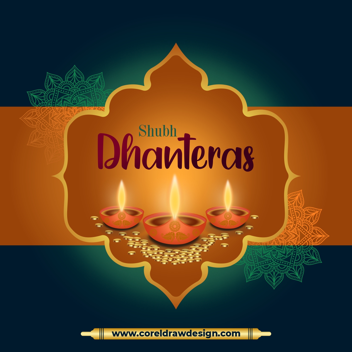 Happy Dhanteras Traditional Hindu Festival Free Vector