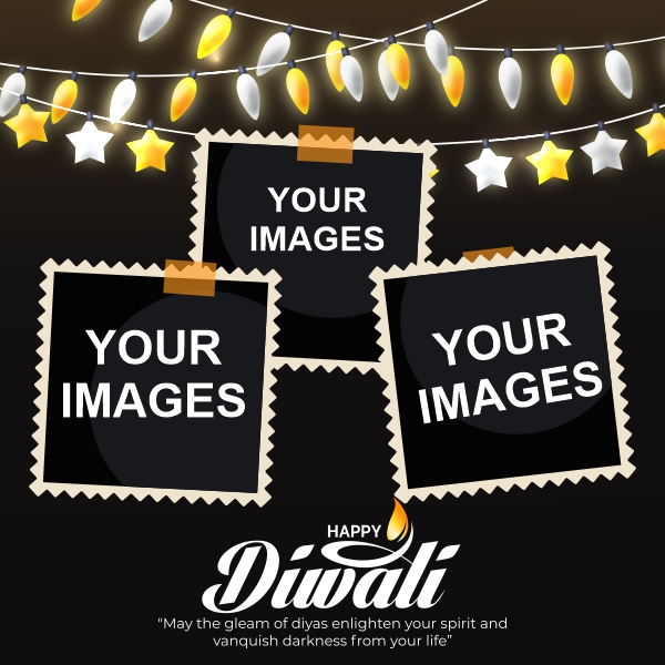 Happy Diwali 2023 Personalize Photo Place Holder Polaroid Vector Cdr Download For Free
