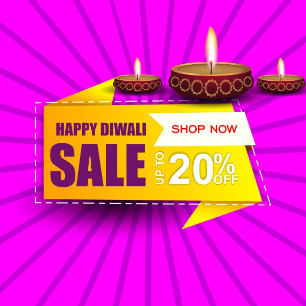 Happy diwali Big Sale 20% Discount Creative Vector Design For Free In CDR file