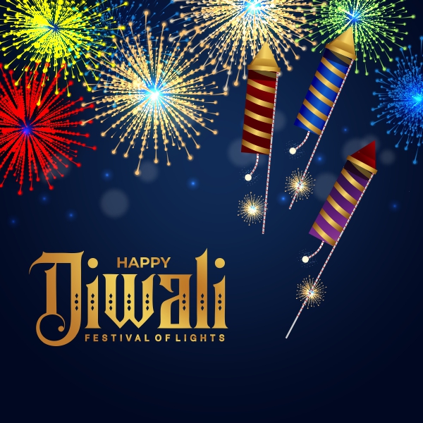 Happy Diwali Design With Fireworks And Rocket Free CDR Download For Free