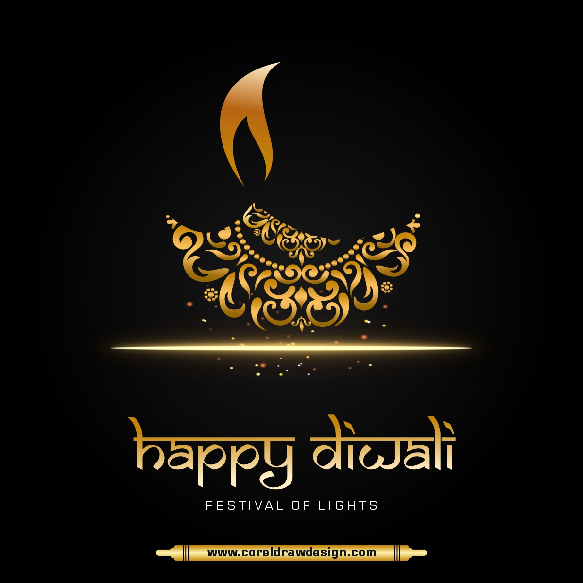 Happy Diwali Festival Beautiful Diya Background Free Vector