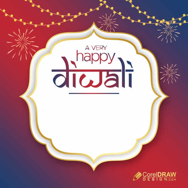 Happy Diwali festival greeting banner vector design, free CDR template