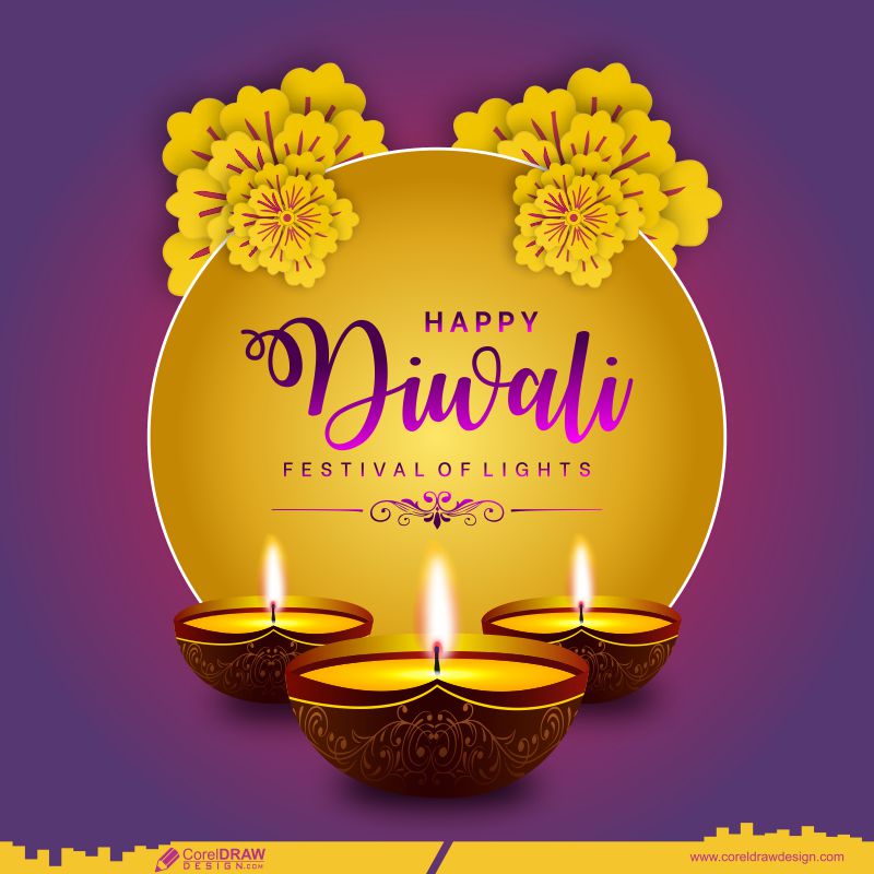 Happy Diwali Festival Greetings Card Invitation Free Vector