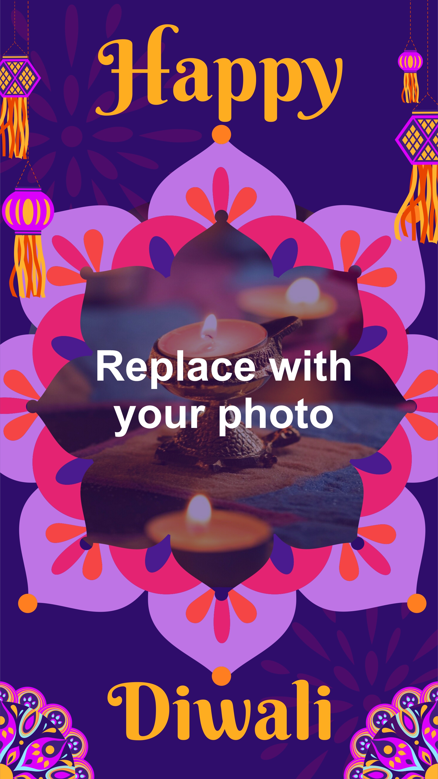 Happy Diwali Free Personalized Photo Wishing CDR Template Download Now