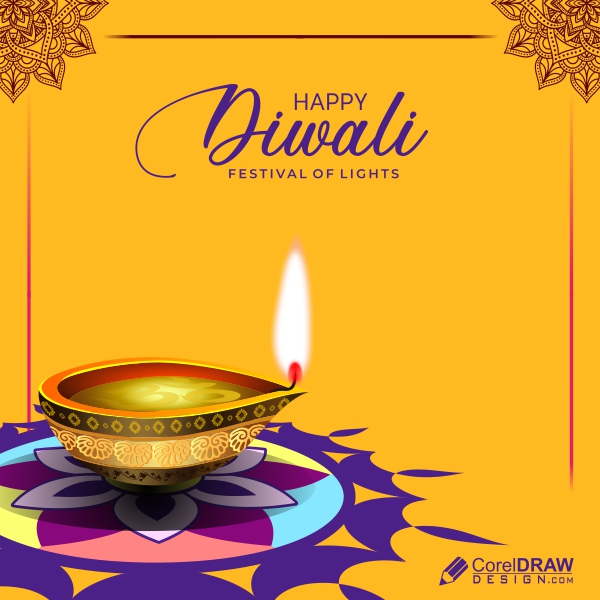 Happy Diwali Greeting Design Template, Free CDR