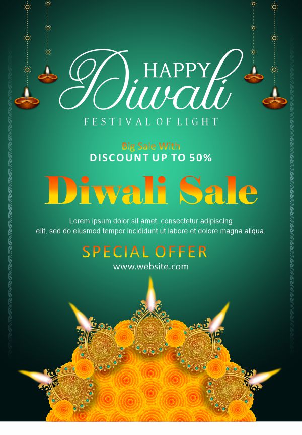 Happy Diwali sale poster design CDR file  download now