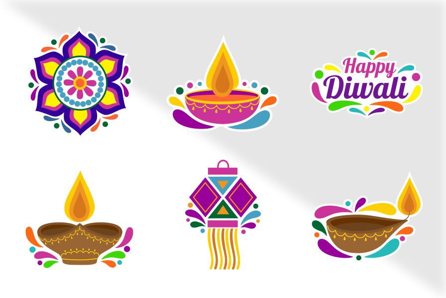 Happy Diwali sticker poster design in CDR file download free