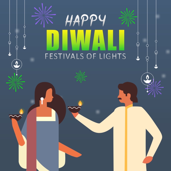 Happy diwali Vector Character girl and Boy Celebrate diwali Creative Design For Free In CDR file