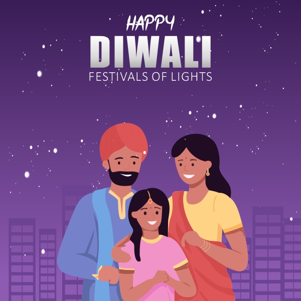 Happy diwali Vector Character girl and Boy Celebrate diwali Creative Design For Free In CDR file