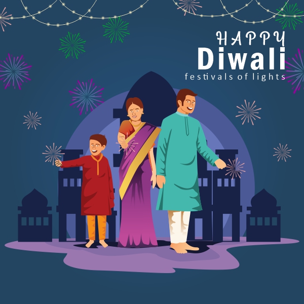 Happy diwali Vector Character girl and Boy Celebrate diwali Creative Design For Free In CDR file