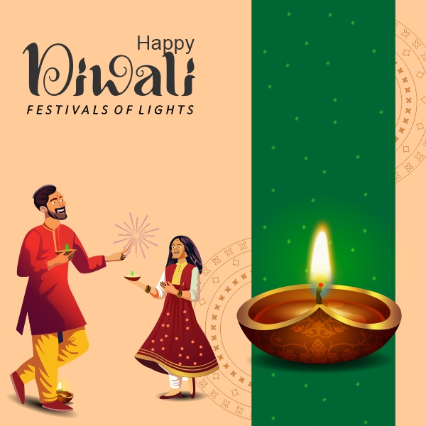 Happy diwali Vector Character girl and Boy Celebrate diwali Creative Design For Free In CDR file