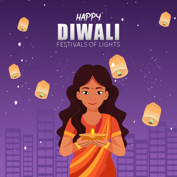 Happy diwali Vector Character girl and Boy Celebrate diwali Creative Design For Free In CDR file