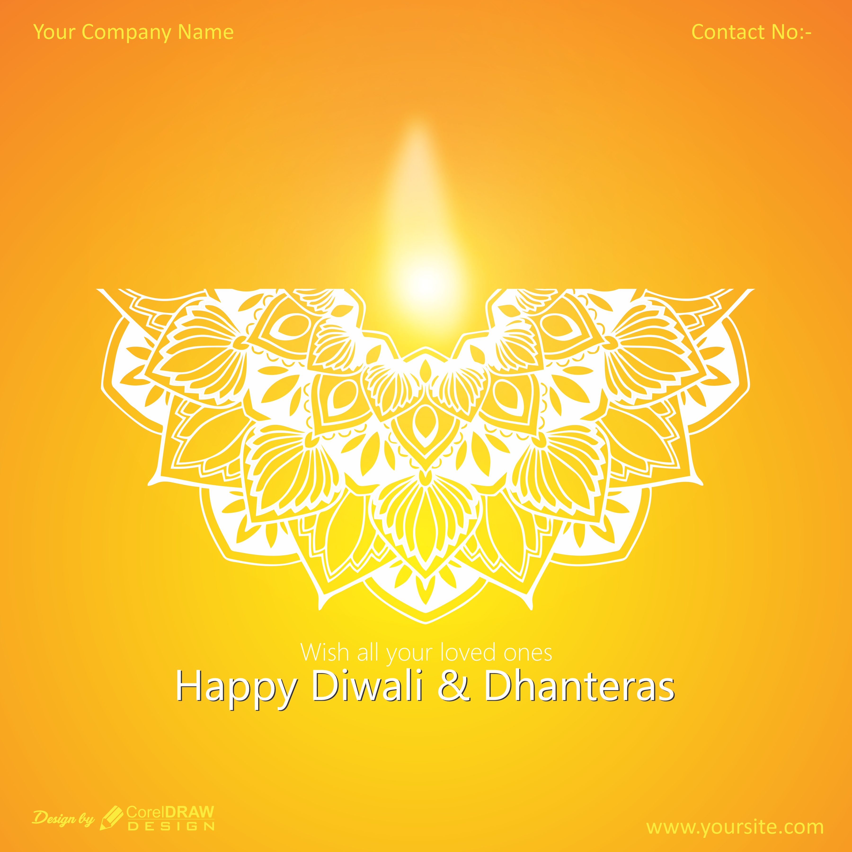 Happy diwali with mandala & diyaa
