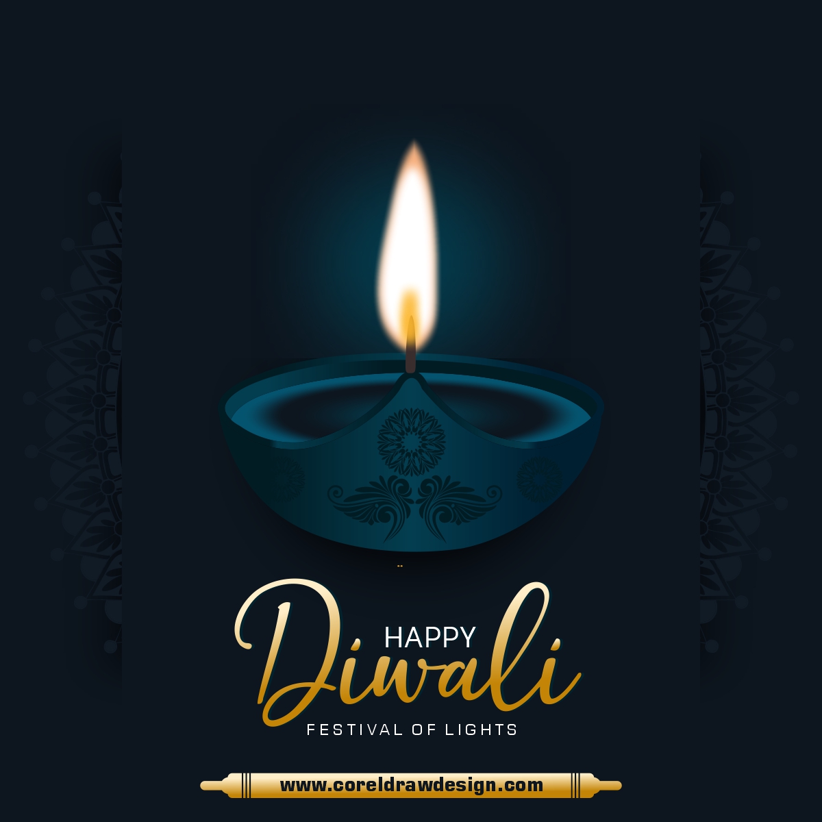 Happy Diwali With Mandala Colorful Premium Design