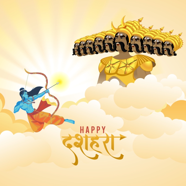Happy Dussehra banner, Lord Ram killed ravan, Ram ji vector, Ravan vector, free template design by coreldrawdesign