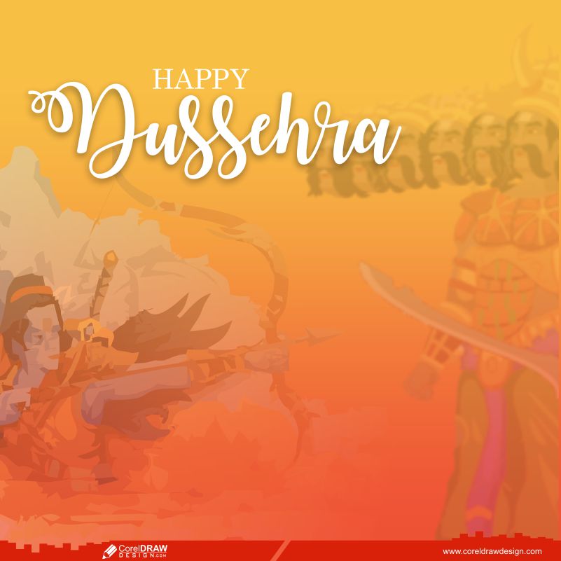 Happy Dussehra Celebration Greeting Card with Vector Free Premium Vector