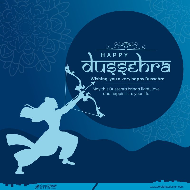 Happy Dussehra Lord Rama Bow Arrow Background Free Vector