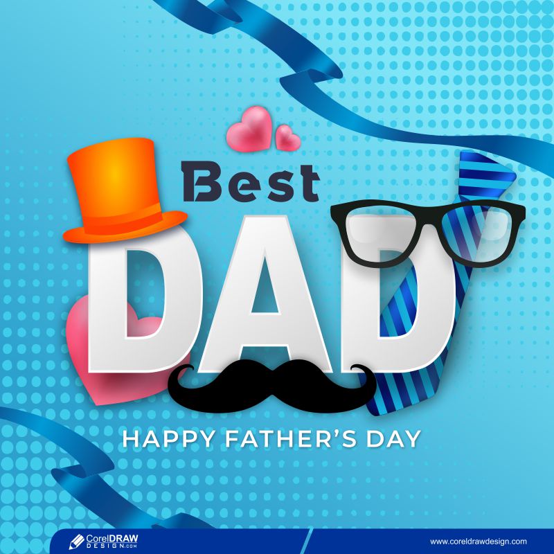 Happy Fathers Day Card With Glasses Mustache And Tie Free Vector