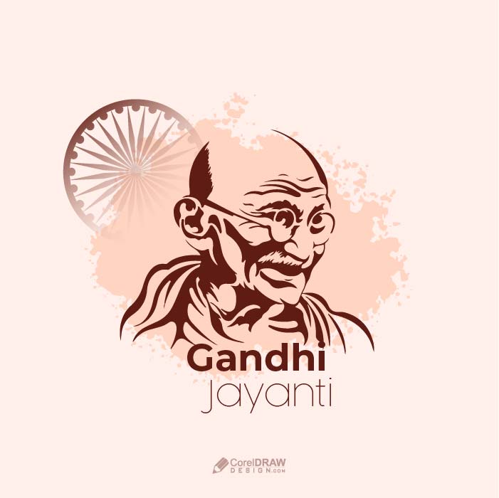 Happy Gandhi Jayanti birth anniversary freedom fighter vector wishes card