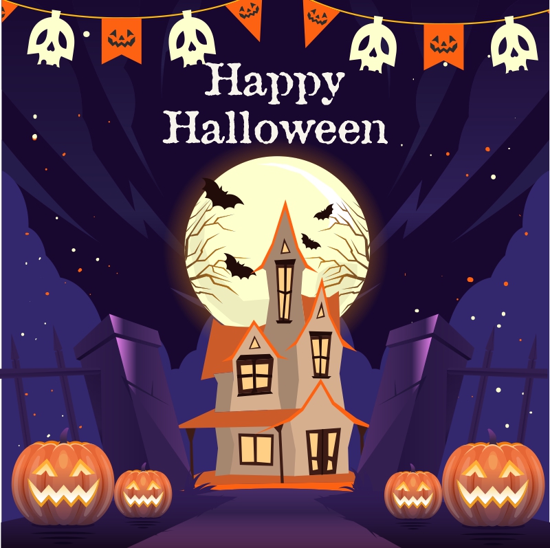 Happy Halloween Celebration Wishes Vector Template CDR Download For Free