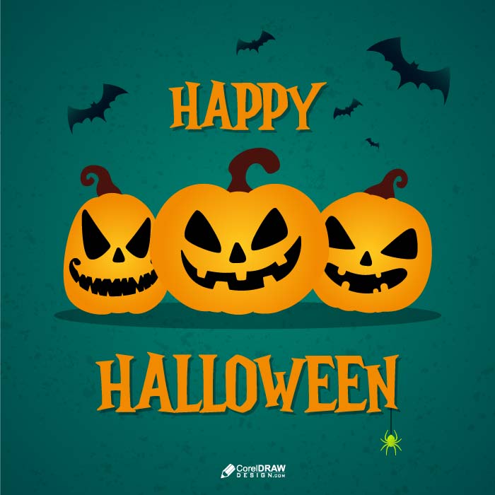 Download Happy Halloween Day Pumpkin dark Bat Background CorelDraw