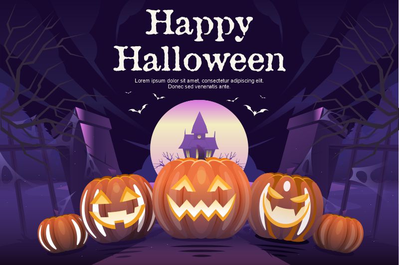 Happy Halloween Horizontal Vector Banner Free CDR Download For Free