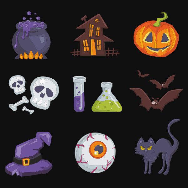 Happy Halloween stickers poster design CDR file download for free