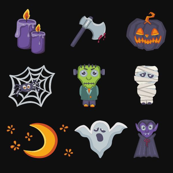 Happy Halloween stickers poster design CDR file download free