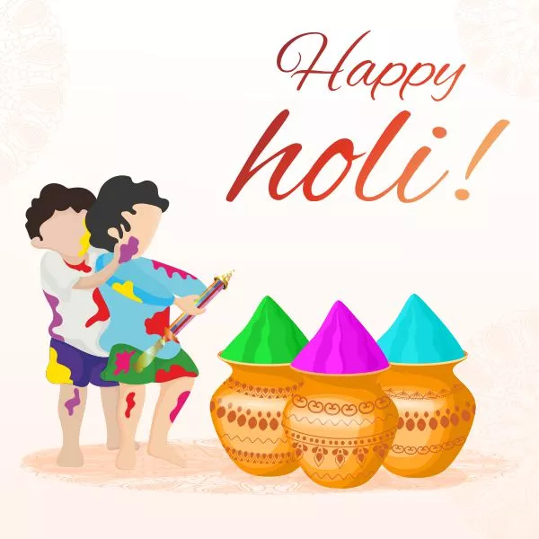 Happy Holi Celebration Boys Celebrate Vector Image