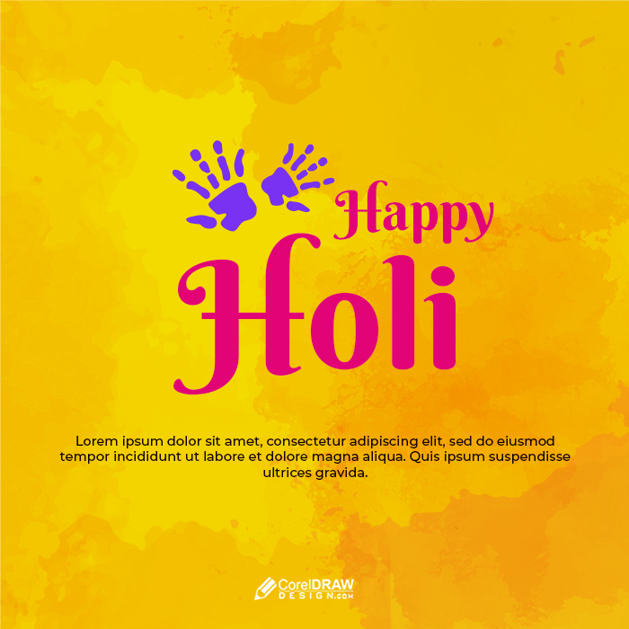Happy Holi Colorful Text Wishes Card Psd