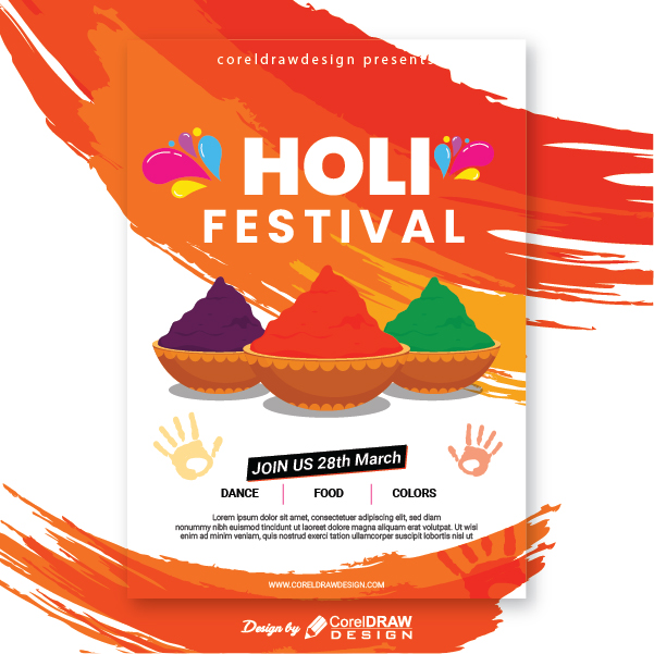 Happy Holi Festival Invitational Flyer Download Free Template Trending 2021 Vector