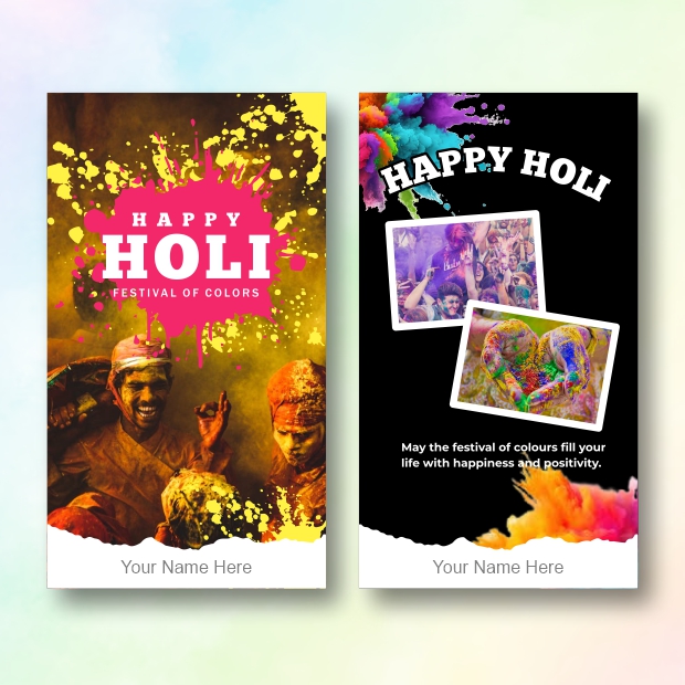 Happy Holi Wishes, Instagram Stories, Whatsapp Updates, Holi Banner for Mobile, Free Vector & Image