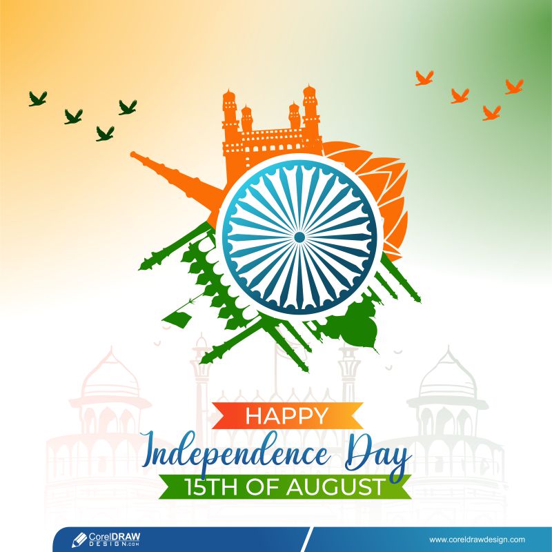 Happy Independence Day Concept With Ashoka Wheel Free Premium Vector