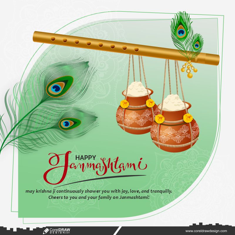 Happy Janmashtami Dahi Handi And Peacock Premium Download CDR