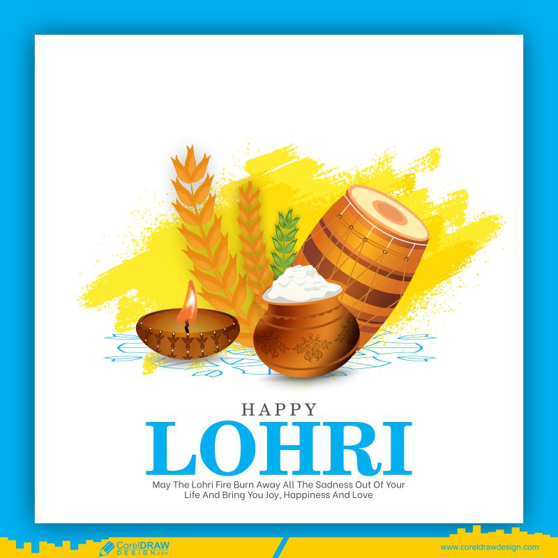 Happy Lohri Punjabi Festival Holiday Background Free Vector
