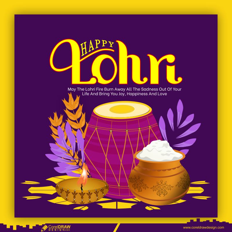 Happy Lohri Punjabi Festival Holiday Background Free Vector Design