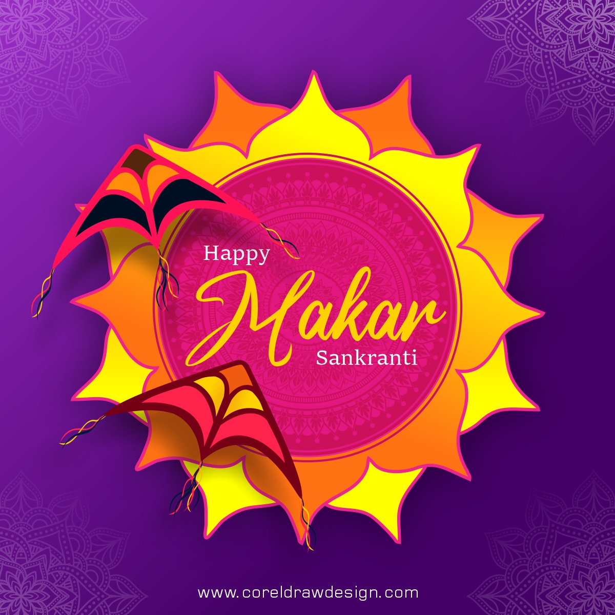 Happy Makar Sankranti With Kites Premium Vector