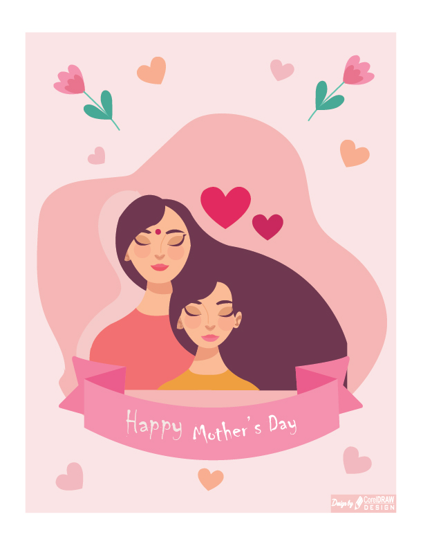 Happy Mothers Day Flat Vector Illustration Free
