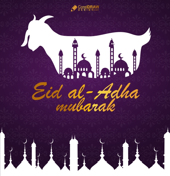 Happy Muslim Eid Al Adha / Bakra Eid Mubarak Wishing Vector  Muslim Background design Download For Free