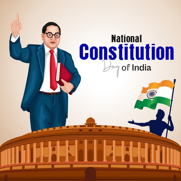 Happy National Constitution Day Of India Celebration Poster With BhimRao Ambedkar Free CDR File Download For Free