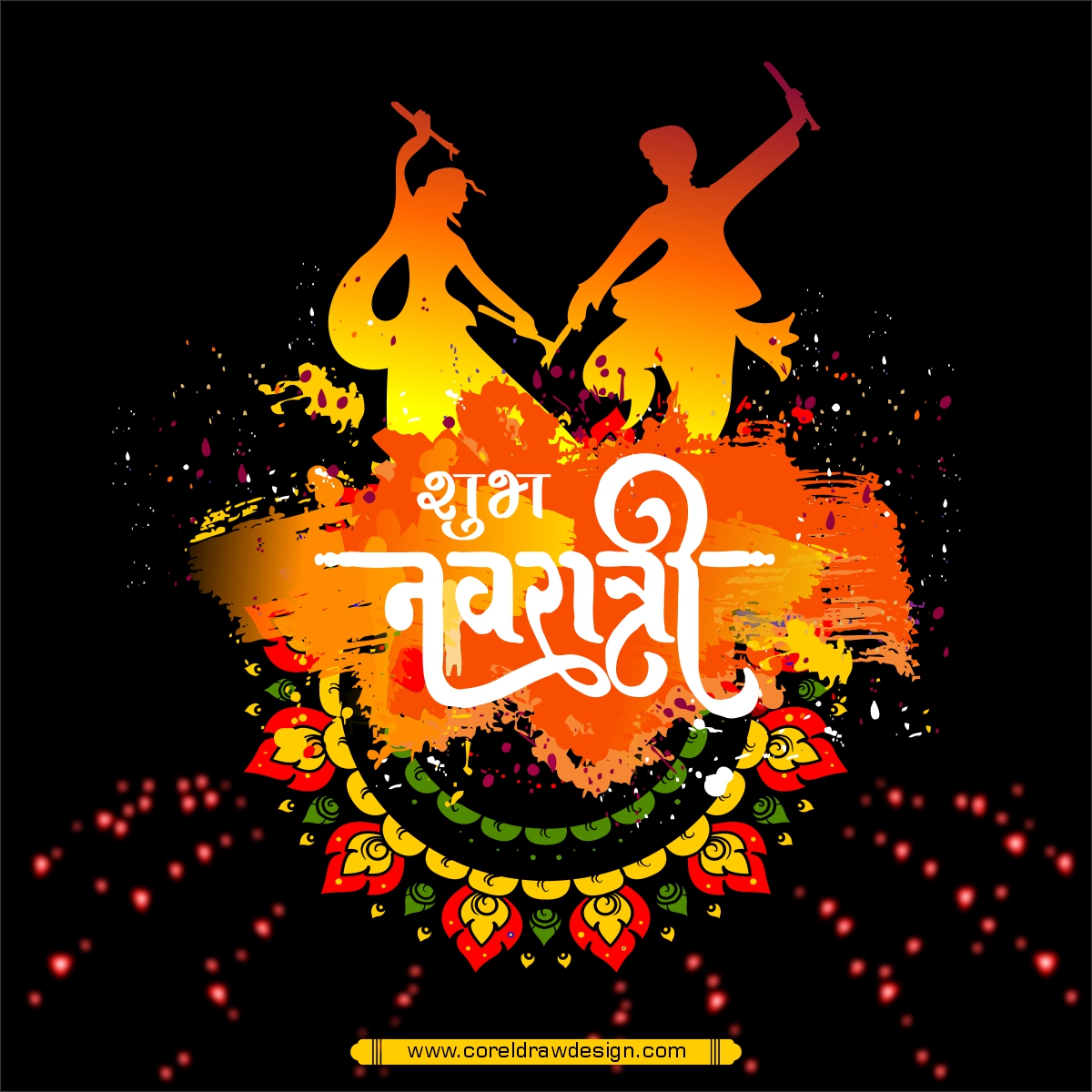 Happy Navratri And Dandiya Celebration Premium Vector