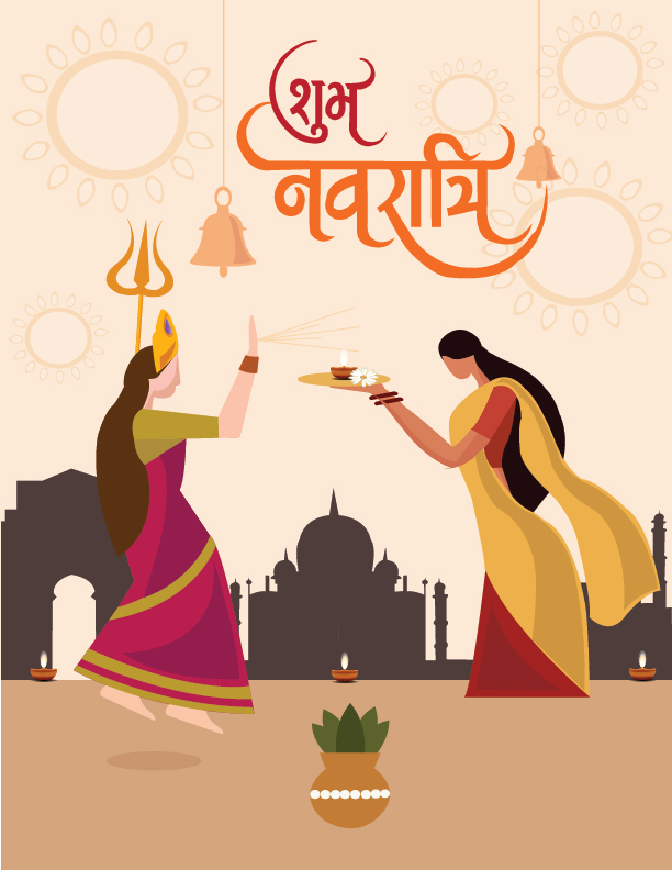 Happy Navratri Blessing Image Illustrator Vector Free-01